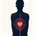 Icono de una silueta humana con un corazón en el centro, rodeado de engranajes sutiles, simbolizando la tecnología humanista.