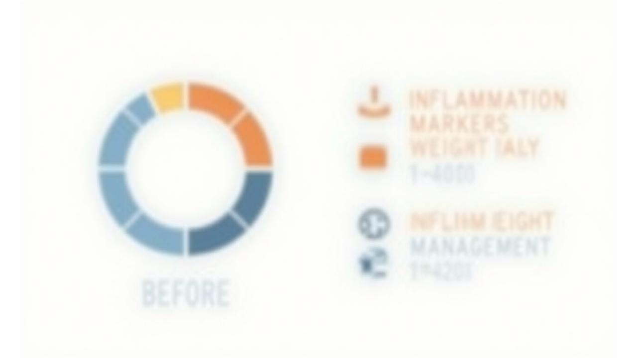 Gráfico de barra que muestra la mejora de biomarcadores clave (ej. glucosa, colesterol) en clientes reales antes y después de un programa de nutrición personalizada.