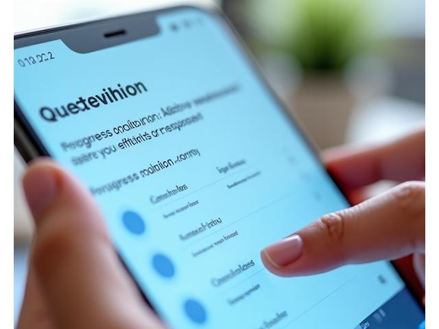 Interfaz de una aplicación de autoevaluación inteligente con preguntas adaptativas y opciones de respuesta en un smartphone.