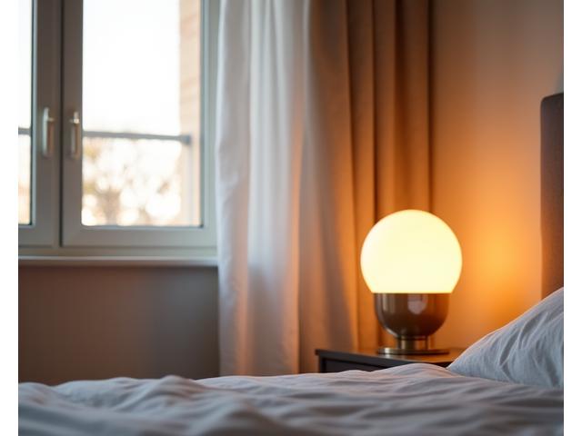 Dispositivos de hogar inteligente como un purificador de aire elegante, luces de terapia, y un organizador de cocina moderno, en un ambiente doméstico sofisticado.